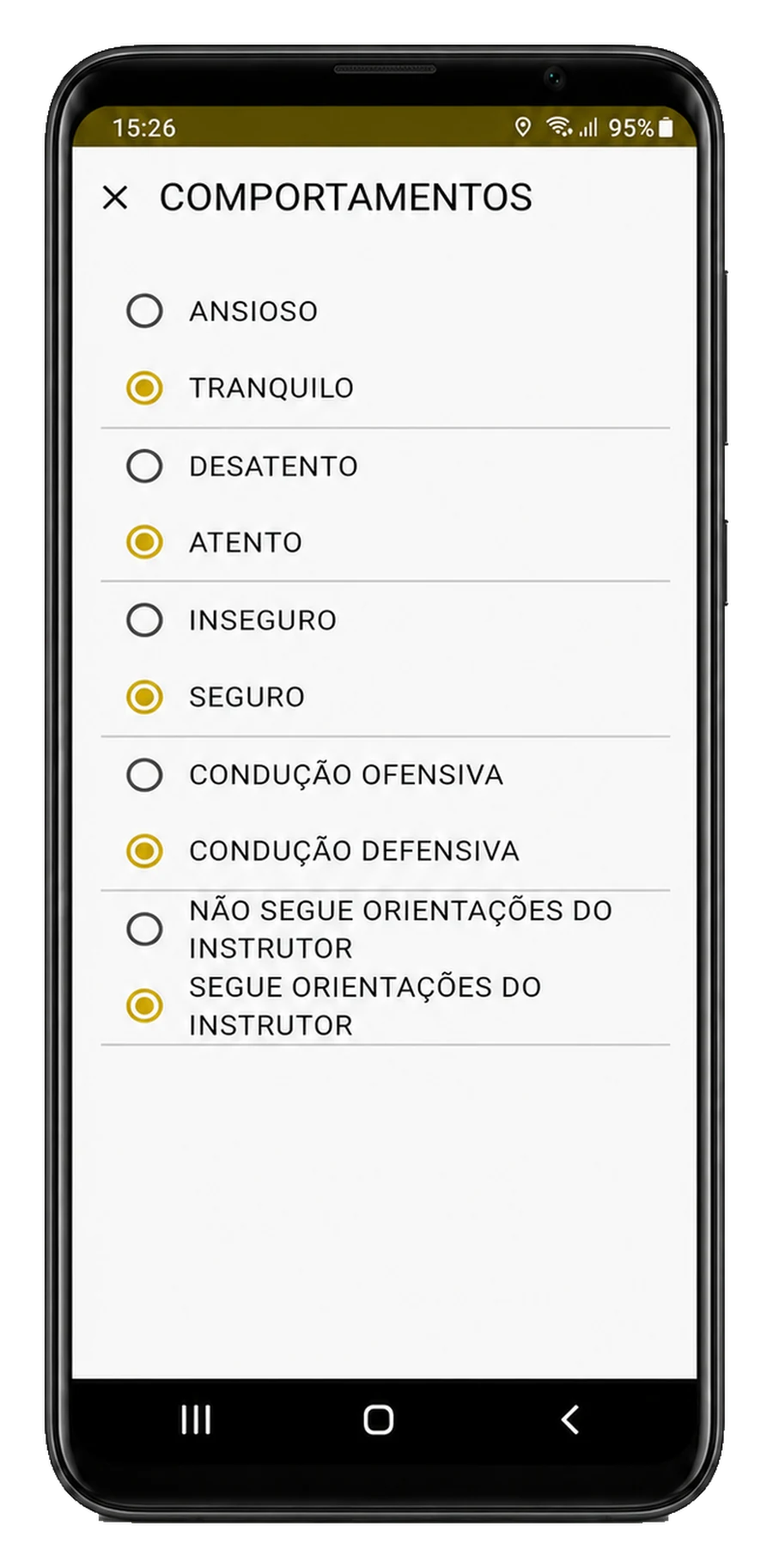 Tela do aplicativo: comportamento e desempenho